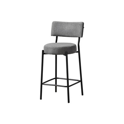 Ensemble de 2 sièges de cuisine modernes à hauteur de comptoir, tissu d'ameublement gris et pieds en métal noir, siège rembourré épais et confortable, dossier avec repose-pieds, 18 po H 37,35 po, hauteur du siège 26,75 po