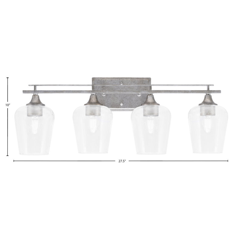 Uptowne 4 Light Bath Bar Shown In Aged Silver Finish With 5" Clear Bubble Glass