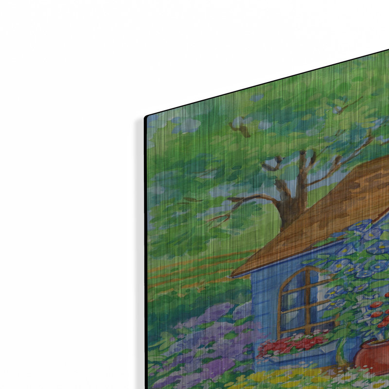  «Garden Shed» par Geraldine Aikman, art mural en métal, 24 po x 36 po, H 36 po x l 24 po