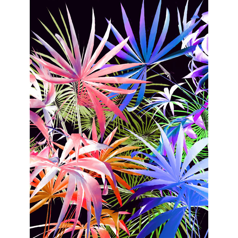 Tropical Foliage 2 Print by Angel Estevez, Black Framed Canvas, 32" H x 24" W