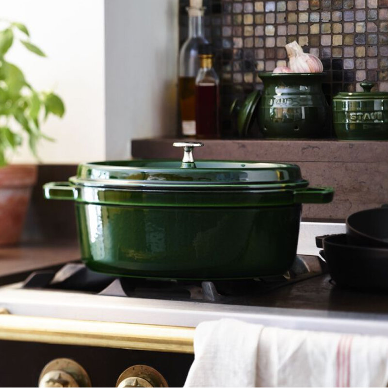 Staub Cast Iron Oval Cocotte, Basil, 5.75 qt