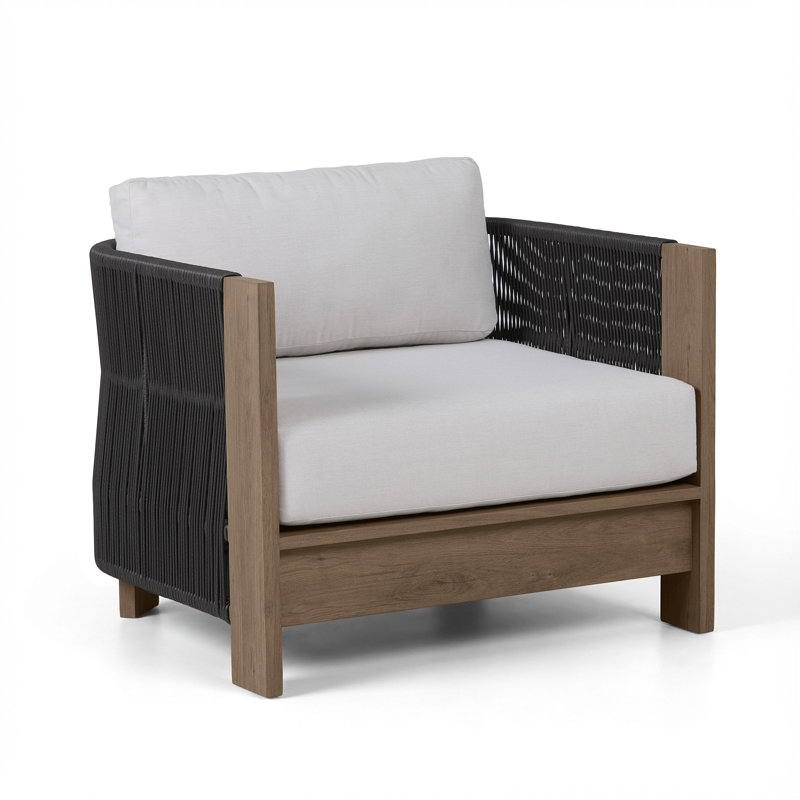 Stratton Armless Outdoor Patio Lounge Chair In Beechwood With Sunbrella Cushions By Real Flame, Lounge