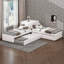 Lit plateforme simple tapissier avec lit gigogne et bureau, lit en L