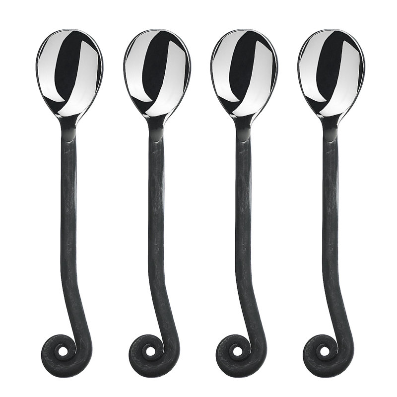 Treble Clef Matte Black Stainless Steel Mini Spoons Set