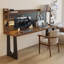 Bureau rectangulaire en bois massif noisette + fer-1195177433