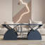 Table basse en bois d'ingénierie bleu classique avec tablettes ouvertes et coins arrondis pour le salon