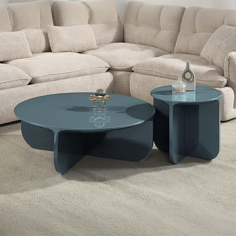 Table de bout ronde, bleu sarcelle ultrabrillant