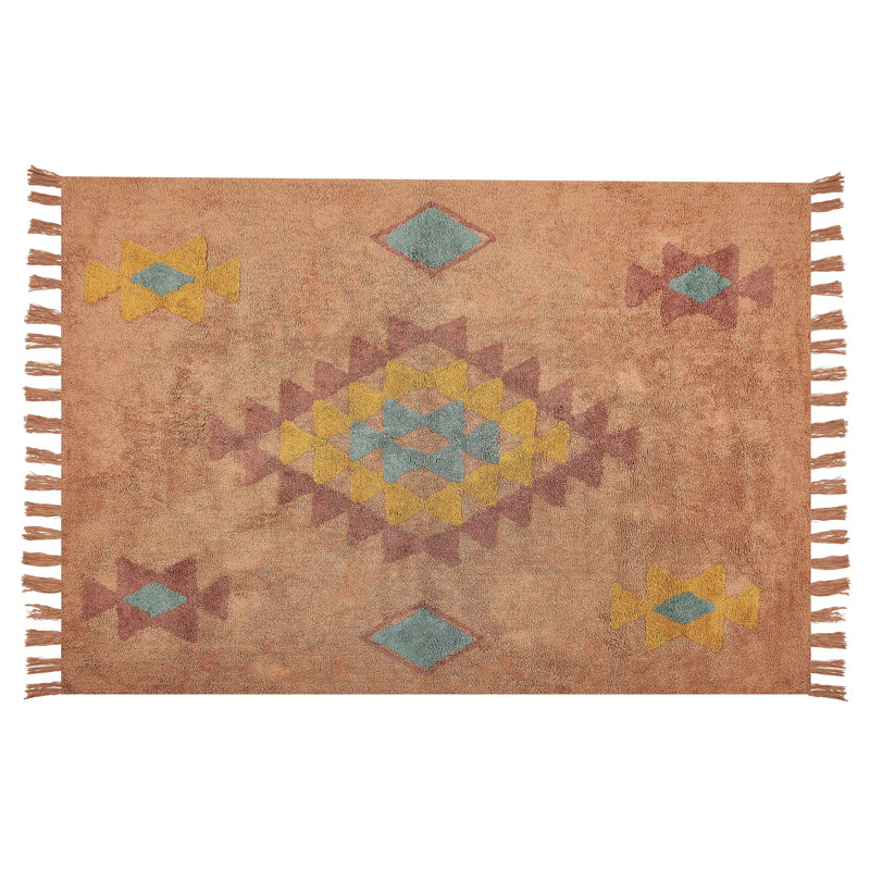 Anstus Geometric Cotton Hand Woven Area Rug, Rectangle 140 x 200cm