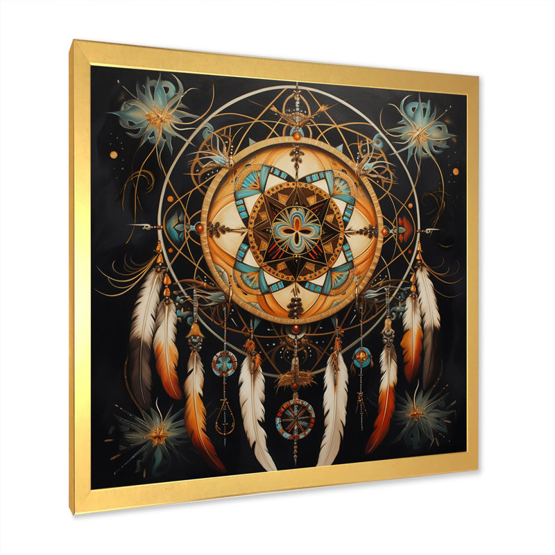 «Dream Catcher», voyage symbolique I - impression, H 30 po x l 30 po x P 1 po, Cadre doré à une seule photo