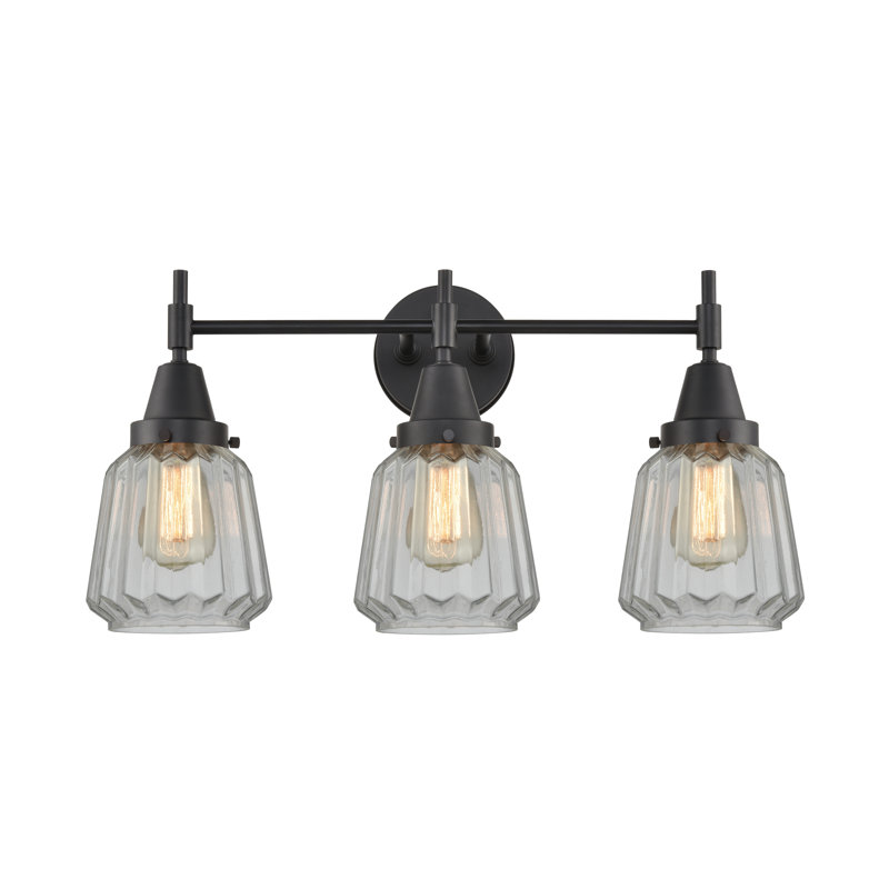Éclairage pour meuble-lavabo à 3 lumières à intensité variable Gayle, Ampoule incandescente rétro de 60 watts, Noir mat