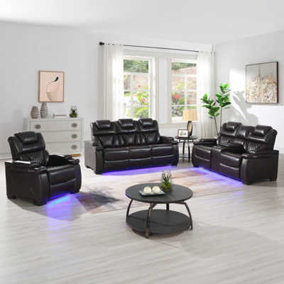 Akheelesh Faux Leather Reclining Living Room Set