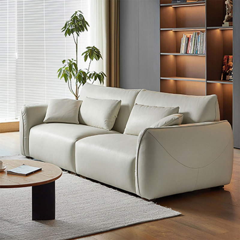 Canapé modulaire blanc en cuir véritable
