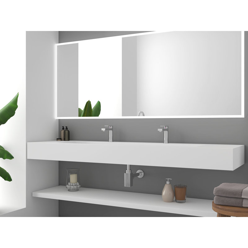 Lavabo-vasque rectangulaire de 183 cm avec bassin à rampe, Blanc
