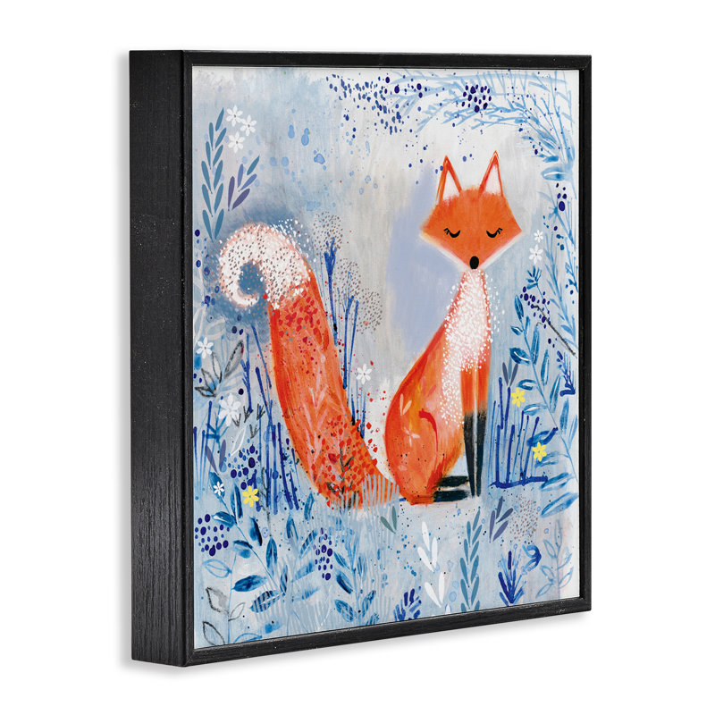 «Whimsical Fox Nature», giclée encadrée par Clare Tupper, H 24 po x l 24 po, Giclée encadrée noir minuit