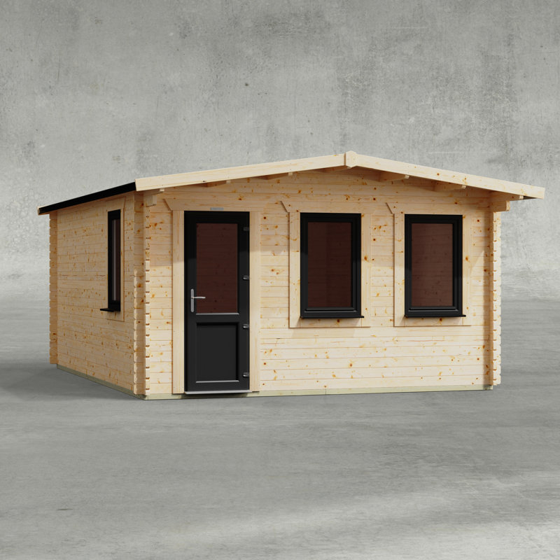 Powersheds 14 x 18ft Apex Deluxe Retreat Log Cabin, Door to the Left - 44mm