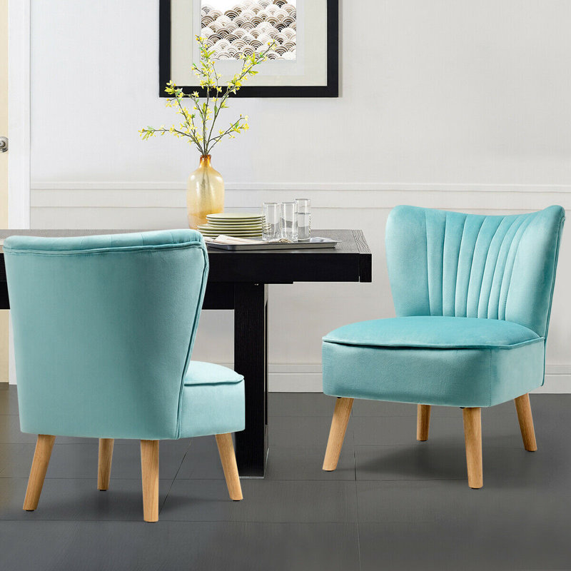 Tocco Velvet Slipper Chair, Green Velvet