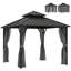 Outsunny 3 x 3(m) Hardtop Gazebo Canopy w/Double Metal Roof, Grey