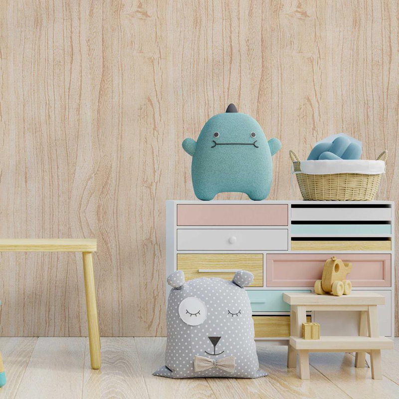 Light Beige Wood Peel & Stick Wallpaper N08245