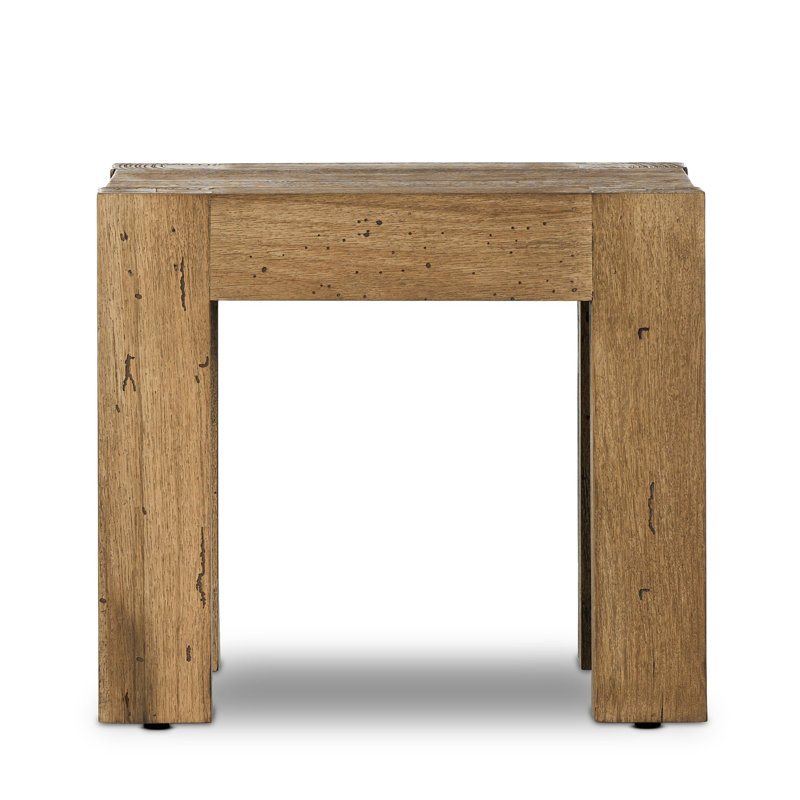 Abaso End Table, Rustic Wormwood Oak/Black
