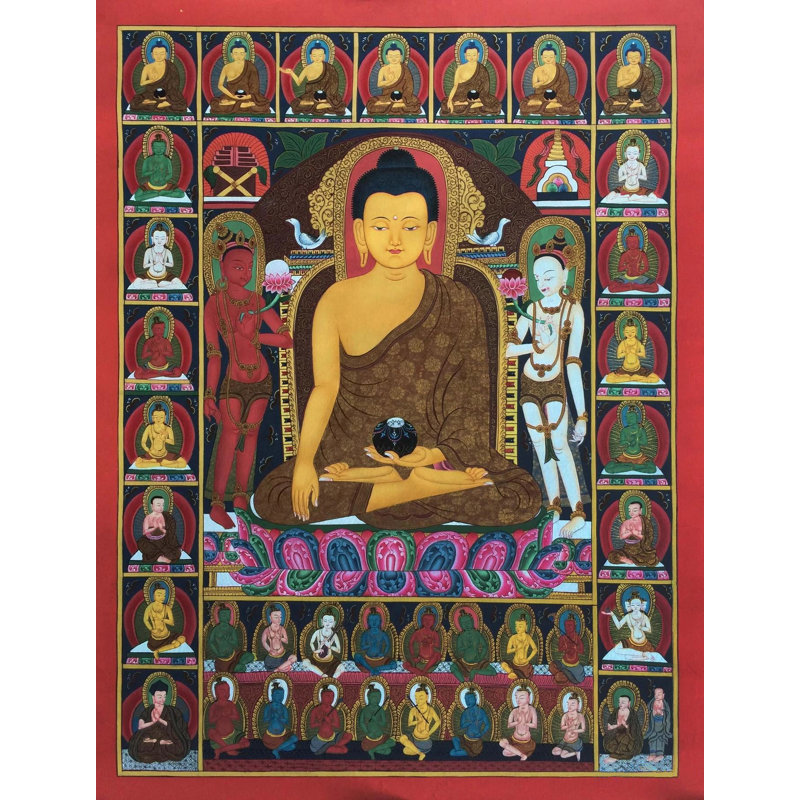 Shakyamuni Thangka Newari Style (Thangka sans brocart)