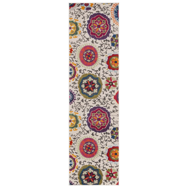 Tapis multicolore à motif floral Hertzler, Tapis de couloir 2 pi 2 po x 6 pi