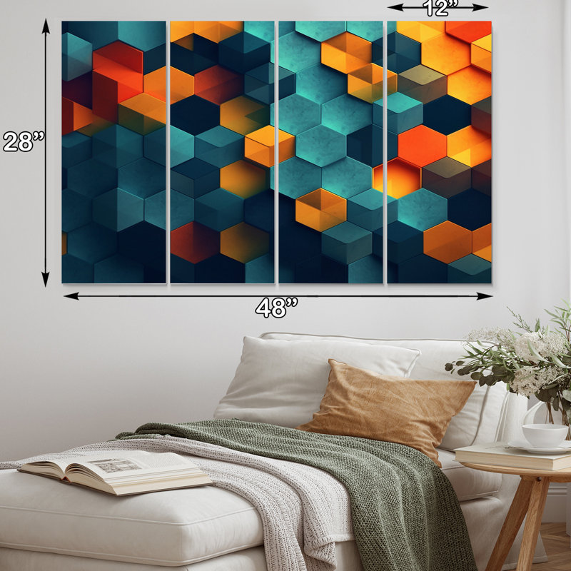 «Orange Turquoise», ensemble de reproductions d'art en métal