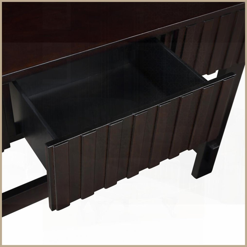 Table basse cannelée 52 pouces style Mid-Century Farmhouse, Bois espresso