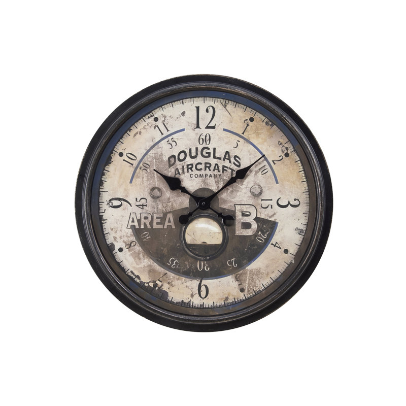Clocks, 20" Round, Wall Clock, Antique Brown, Transitional