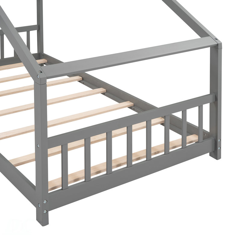 Lit simple en bois, Gris, Lit simple