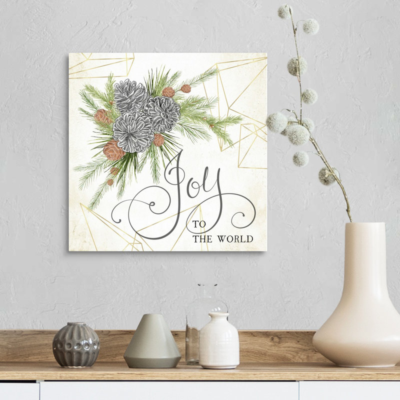 «Christmas Joy Joy to the World» par Nicole Tamarin - peinture sur toile à cadre flottant, H 16 po x l 16 po, Toile tendue