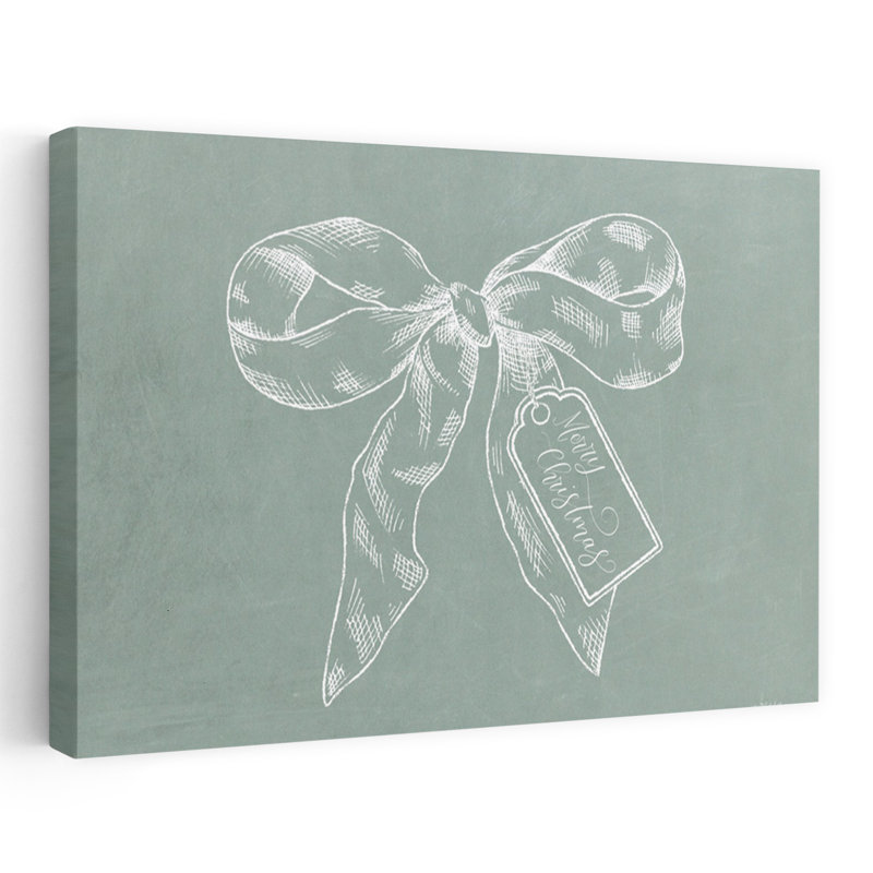 Merry Christmas Bow, art abstrait contemporain hivernal, H 32 po x l 48 po