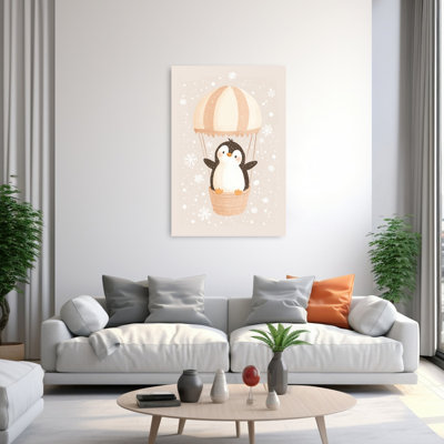 Reproduction d'art mural paysage lunatique abstrait pingouin fantaisiste contemporain