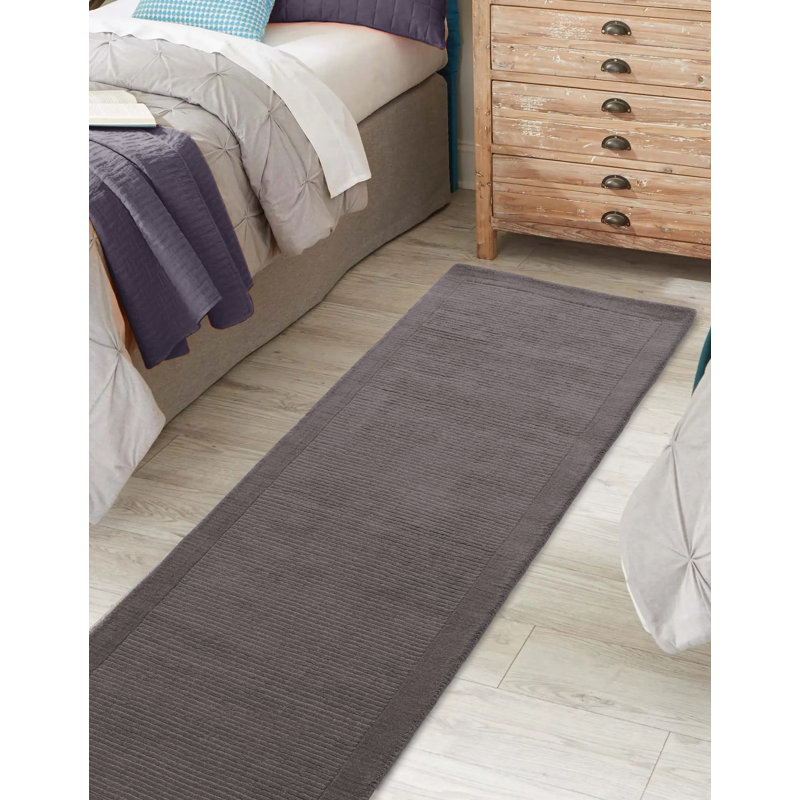 Abernethy Solid Colour Wool Hand Woven Area Rug, Runner 68 x 240cm