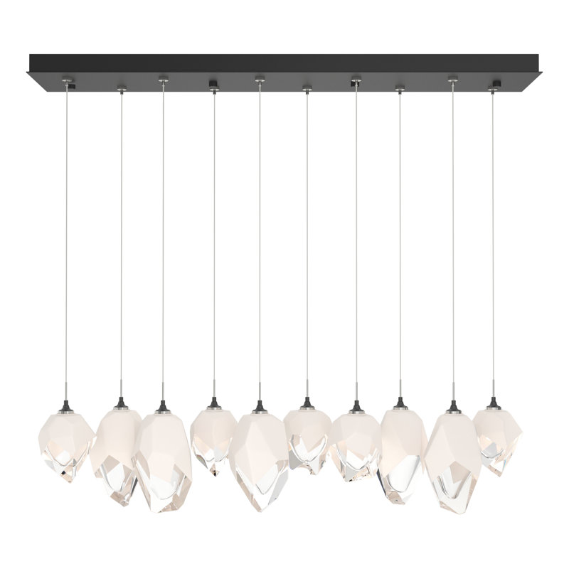 Chrysalis 10 - Light Kitchen Island Geometric Pendant, 15" - 80", White, White