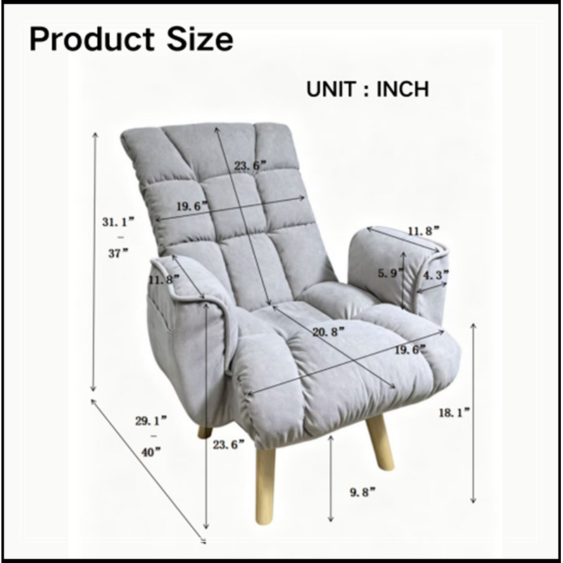 Chaise à dossier réglable avec pieds en bois