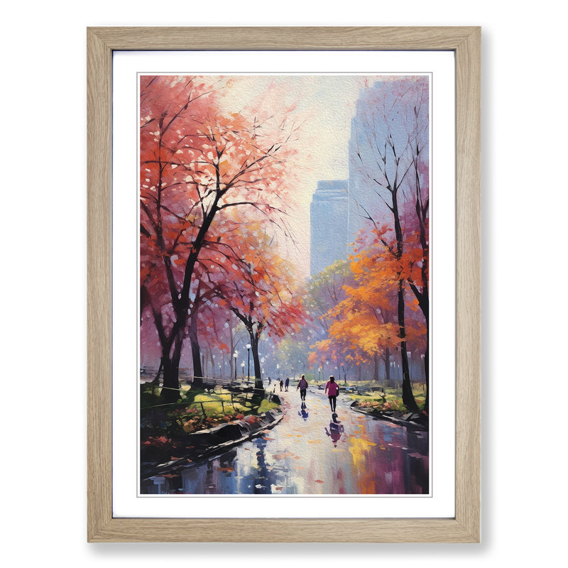 Central Park Realism No.2 - Single Picture Frame Print on Wood, 64cm H x 46cm W x 2cm D, Oak Framed