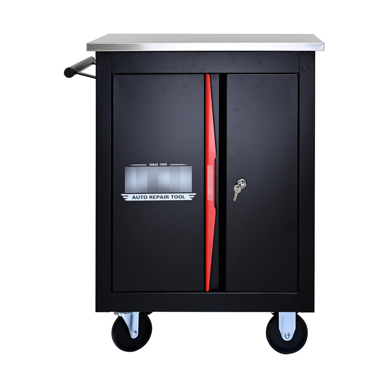 Multicolore thermolaqué avec frein - Comptoir de rangement en acier inoxydable noir et rouge