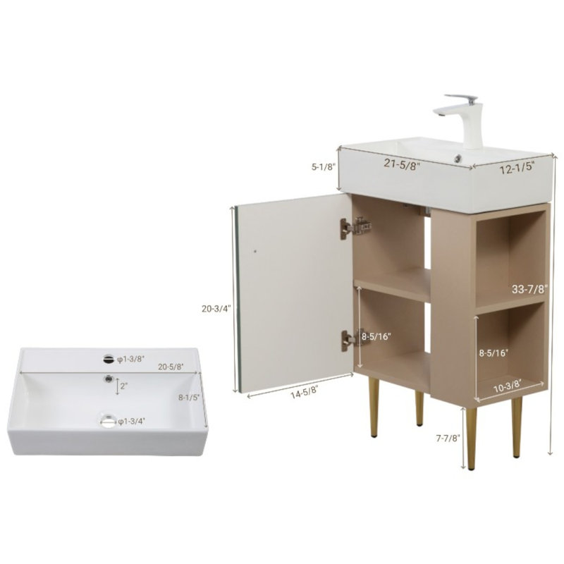 Ensemble de meuble-lavabo simple 22 po , Green/Brown