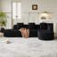 Canapé modulaire incurvé en forme de L de 111,8 pouces, design moderne avec tissu en polyester à poils longs texturé litchi, dossier incurvé avec trois coussins