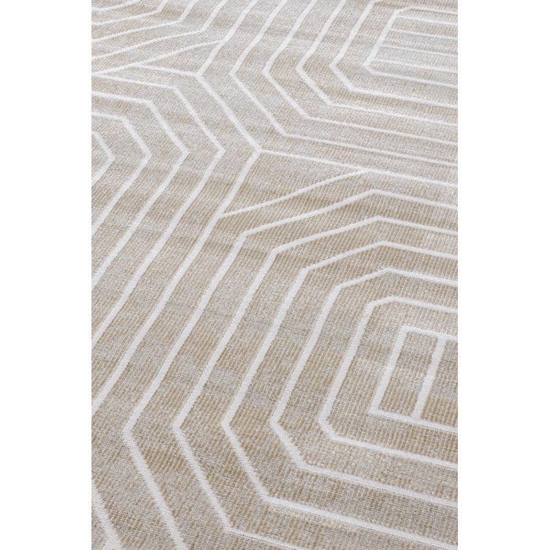 Tapis géométrique rectangulaire en polyester tissé à la machine Kemorah, Rectangle 5 pi 3 po x 7 pi 7 po
