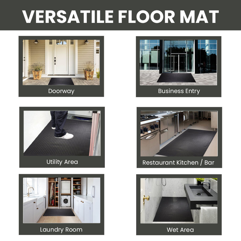 Envelor Black 3x5 Rubber Non-Slip Entrance Mat