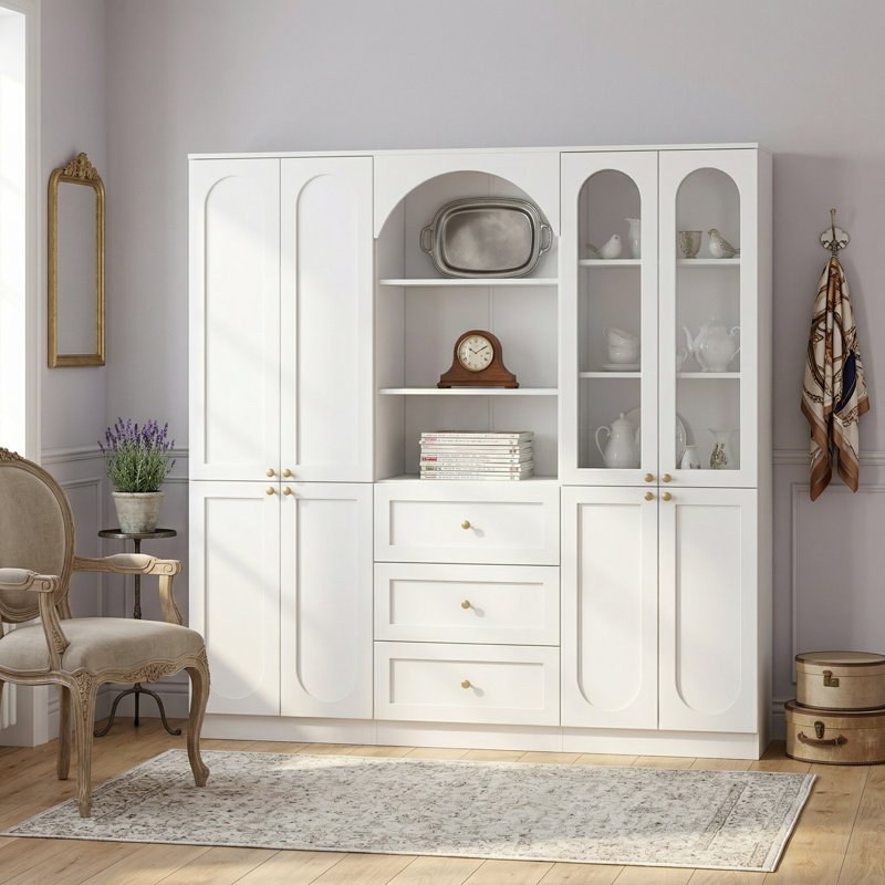 3 Drawer Entryway Storage Cabinet China Cabinet With Glass Doors