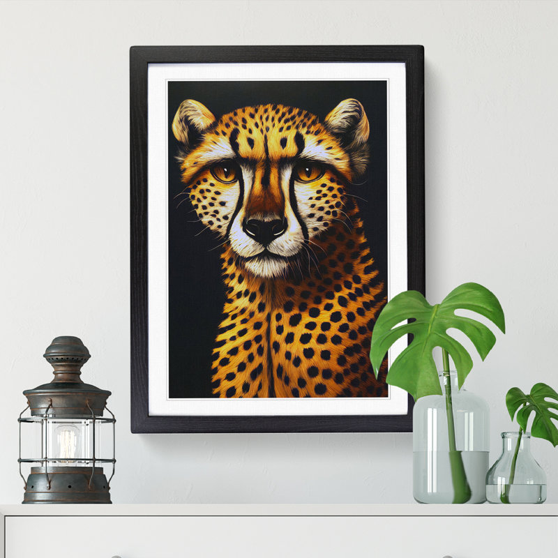 Cheetah Avant Garde - Picture Frame Print, 64cm H x 46cm W, Black Framed