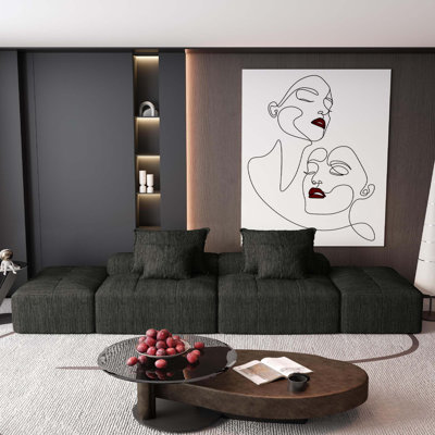 Canapé modulaire Boneless 4 pièces avec 2 repose-pieds, 2 sièges et 4 coussins
