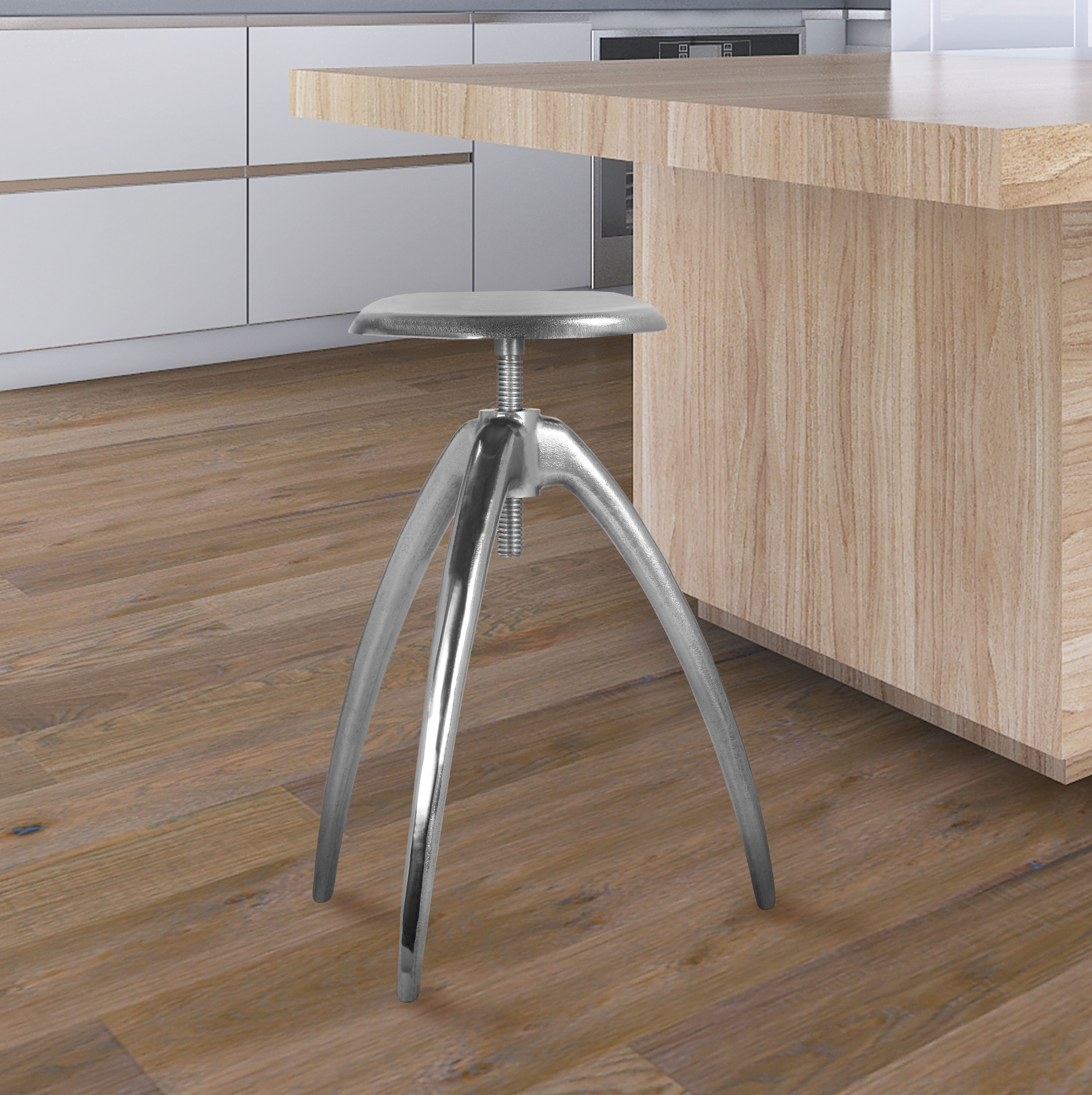 Everly Quinn Dillard Swivel Adjustable Height Counter Stool with Metal