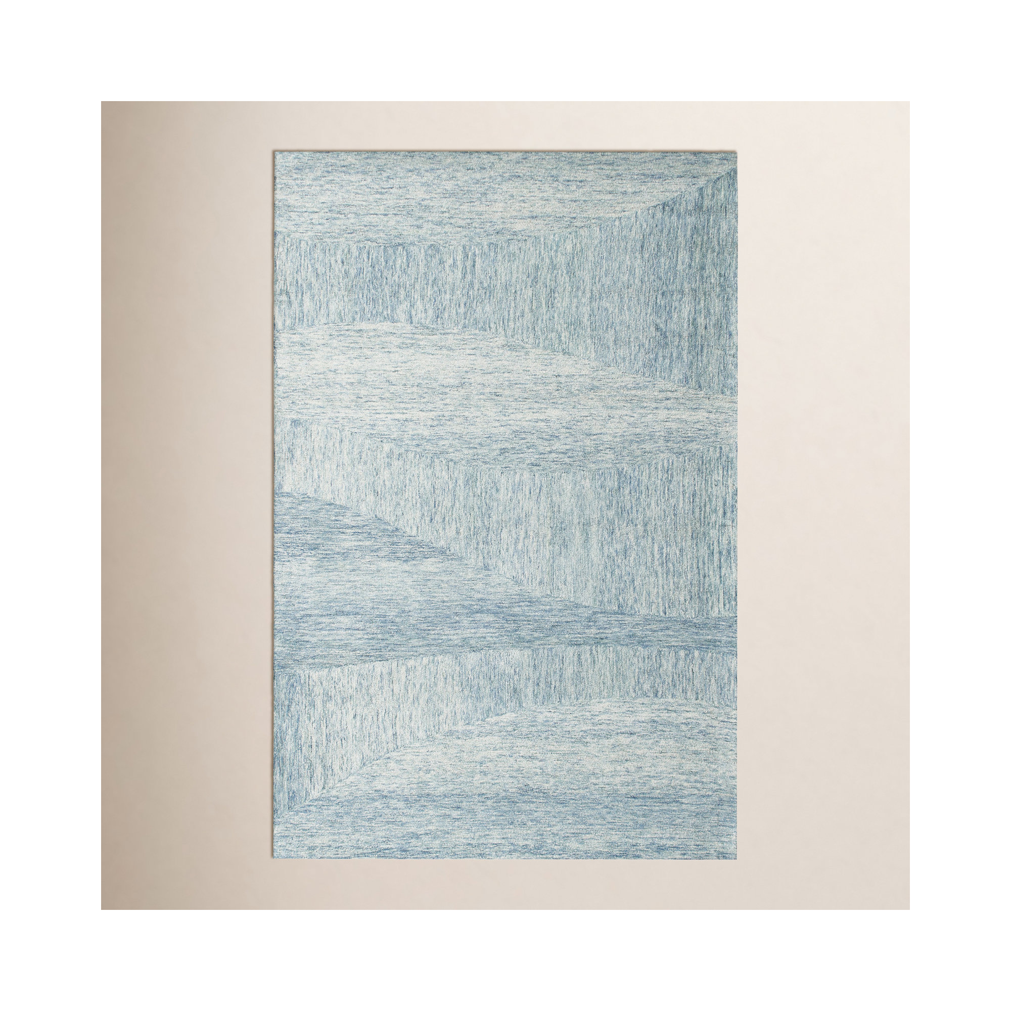 Kempner Hand-Tufted Blue/Ivory Wool Area Rug, Rectangle 7'9" x 9'9"