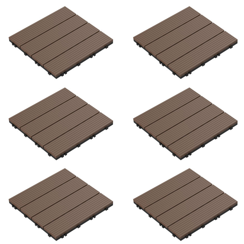 Carreau composite emboîtable de patio 12 po x 12 po, Brun