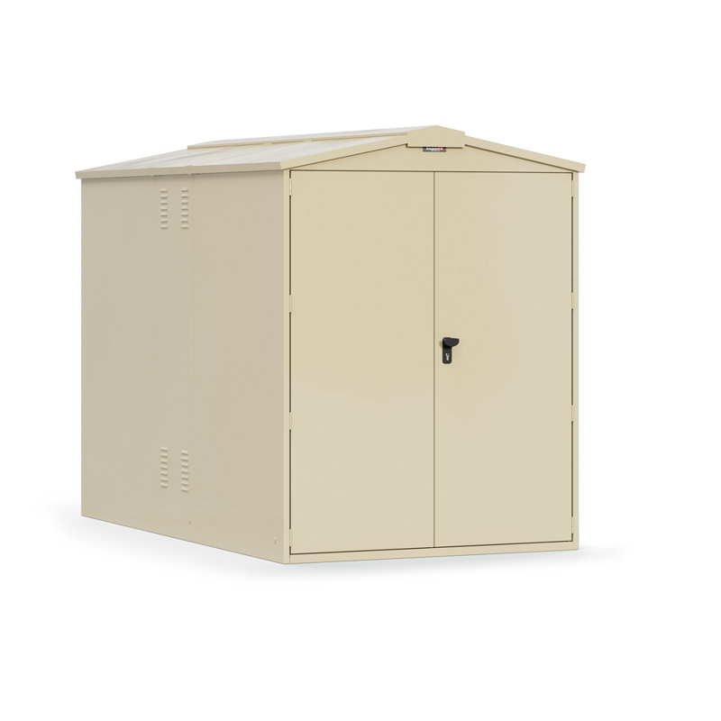 Motorbike Secure Storage 5 ft. W x 9 ft. D Apex Metal Bike Shed, Ivory