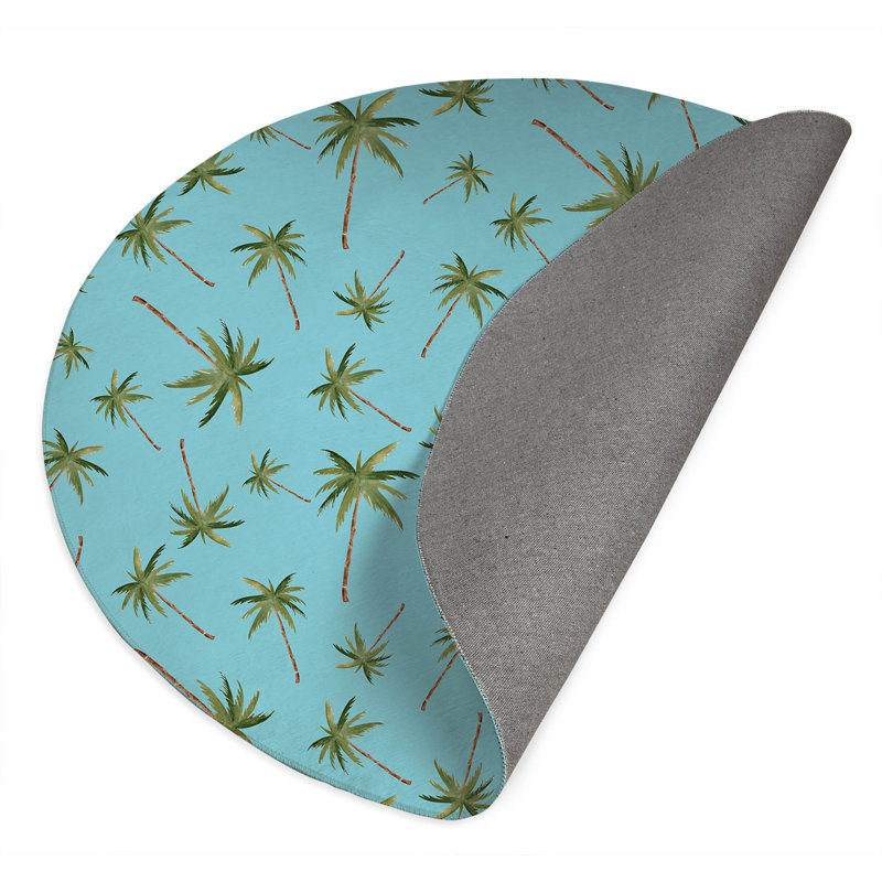Summer Palms Outdoor Rug, Round 5'