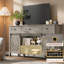 Bar à vin Farmhouse avec porte de grange coulissante, armoire à 3 tiroirs, tablette réglable et porte-bouteilles-109807591-109807585